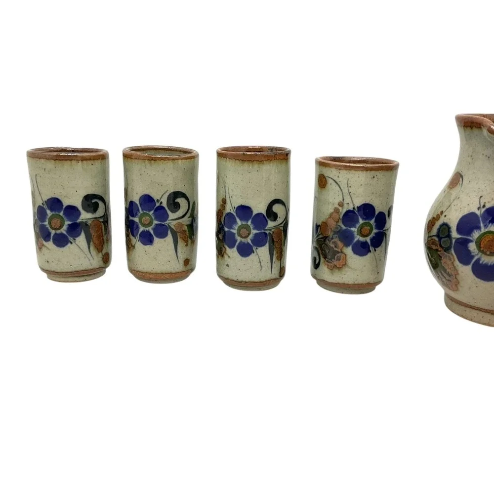 Espresso/Shot Set 4 Cup Cream Pitcher Spice Shaker Hand Made &‎ Painted 6 Pieces